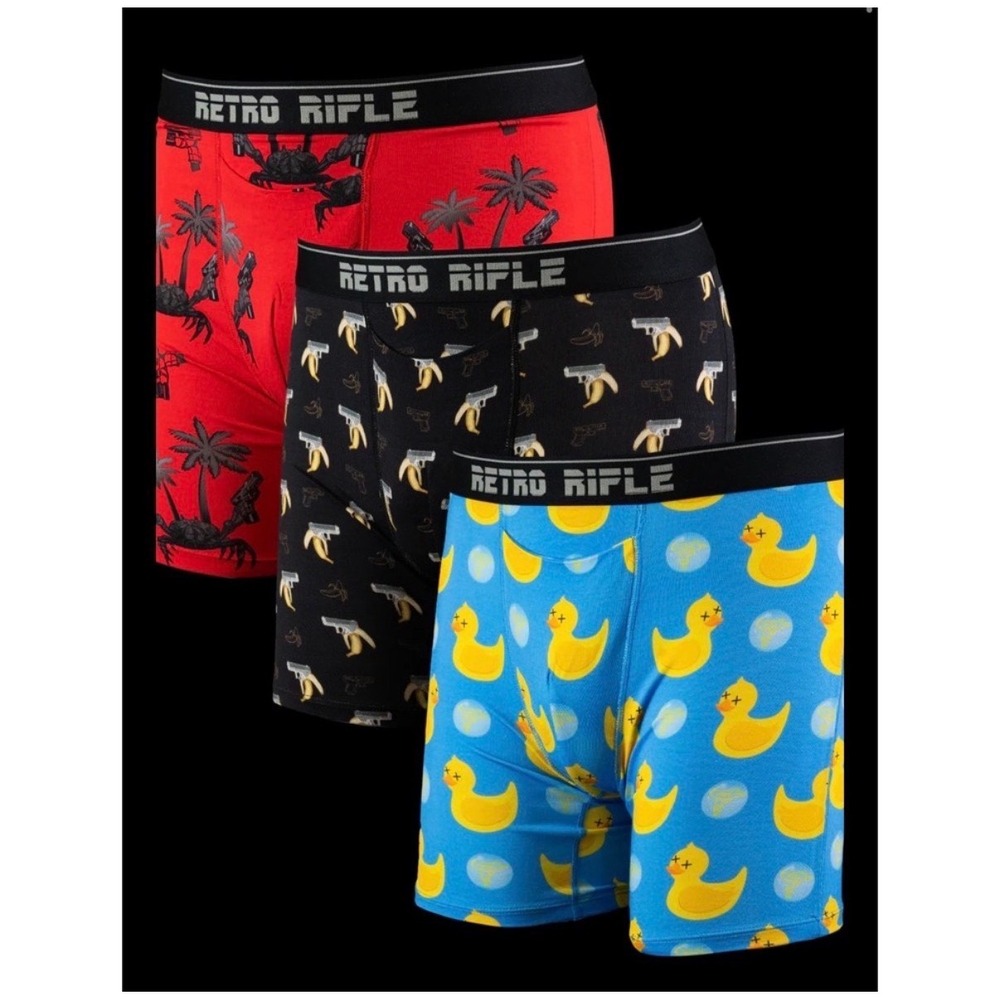 Retro Rifle CRAB/DUCK/ORGANIC Boxer Briefs 3-Pack – Size Medium – NWOT
